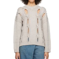 Made-to-order Women’s Grey Distressed Open-Knit Sweater