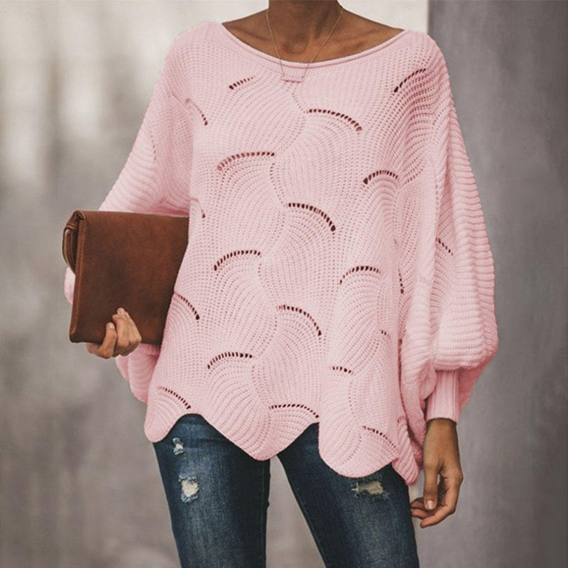 ODM OEM Women’s White Oversized Open-Knit Lantern Sleeve Sweater