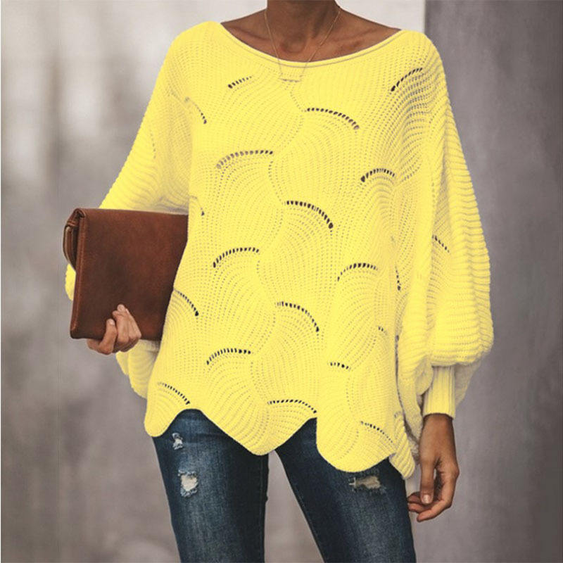 ODM OEM Women’s White Oversized Open-Knit Lantern Sleeve Sweater