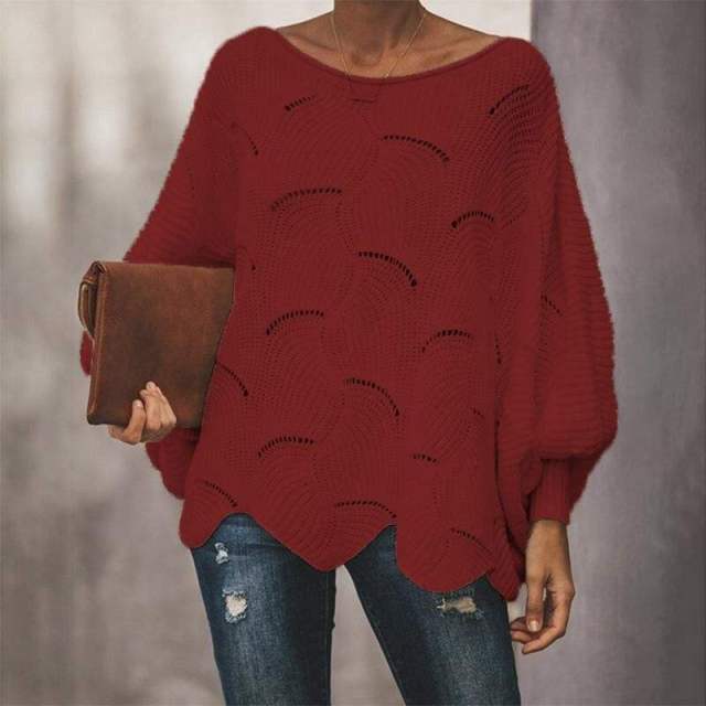ODM OEM Women’s White Oversized Open-Knit Lantern Sleeve Sweater