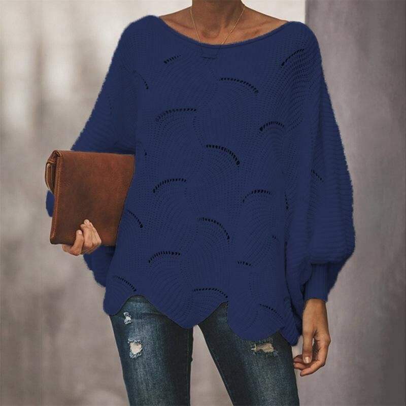ODM OEM Women’s White Oversized Open-Knit Lantern Sleeve Sweater