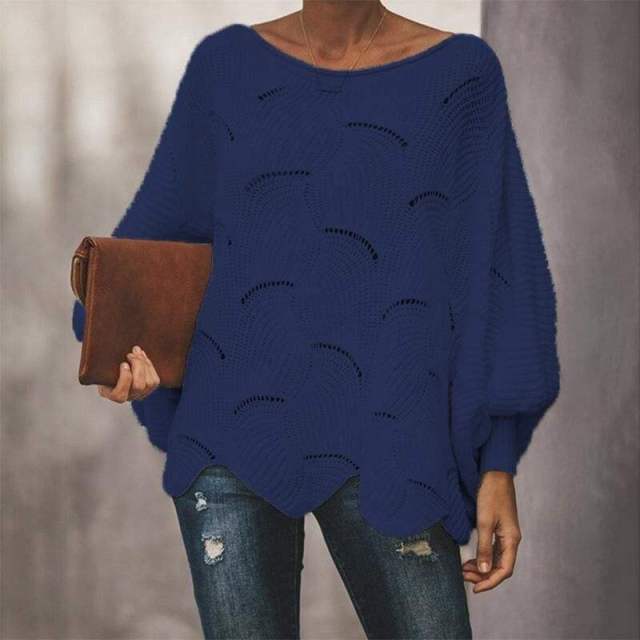 ODM OEM Women’s White Oversized Open-Knit Lantern Sleeve Sweater