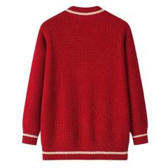 Personalized Women’s Brown Star Pattern Oversized Knit Cardigan