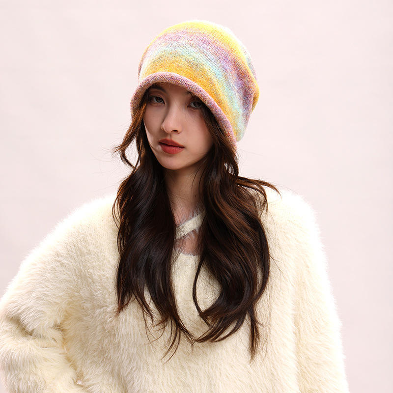 Personalized Women’s Colorful Striped Slouchy Knit Beanie Hat