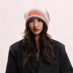 Personalized Women’s Colorful Striped Slouchy Knit Beanie Hat