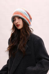 Personalized Women’s Colorful Striped Slouchy Knit Beanie Hat