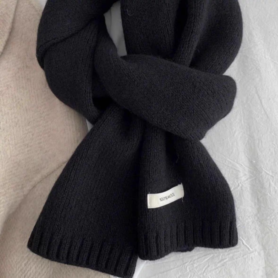 Wholesale Dark Grey 100% Wool Winter Scarf
