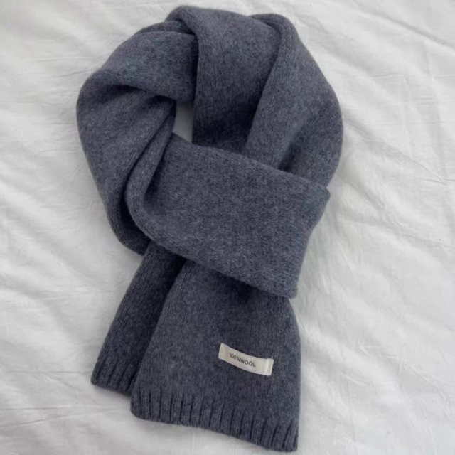 Wholesale Dark Grey 100% Wool Winter Scarf