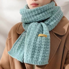 Made-to-order Mint Green Handmade-Style Fuzzy Knit Winter Scarf
