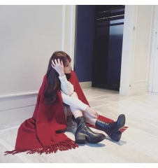 ODM OEM Red Oversized Fringe Shawl Scarf