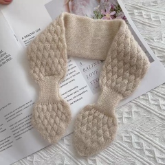 customized Beige Cable Knit Fuzzy Winter Scarf