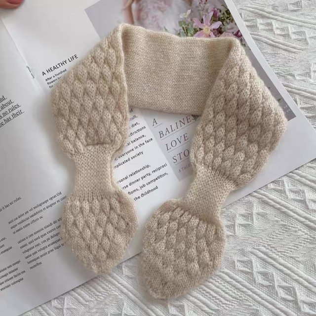 customized Beige Cable Knit Fuzzy Winter Scarf
