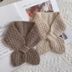 customized Beige Cable Knit Fuzzy Winter Scarf