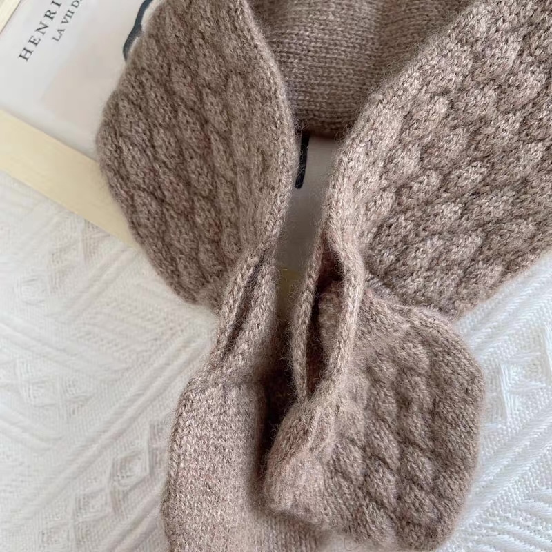 customized Beige Cable Knit Fuzzy Winter Scarf