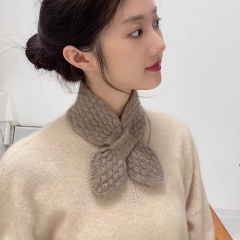 customized Beige Cable Knit Fuzzy Winter Scarf