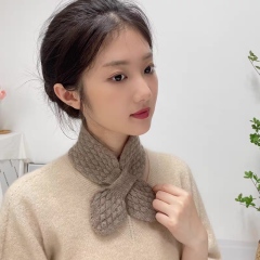 customized Beige Cable Knit Fuzzy Winter Scarf