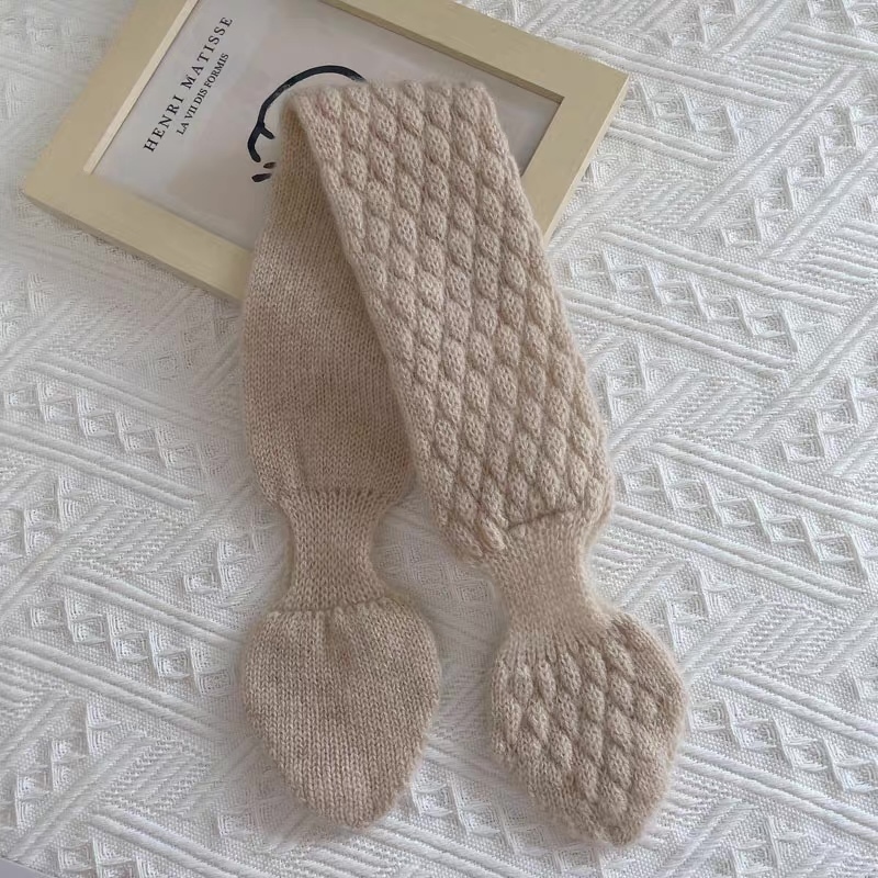 customized Beige Cable Knit Fuzzy Winter Scarf