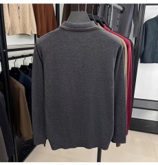 Personalized Men’s Long Sleeve Knit Polo Sweater with Contrast Collar