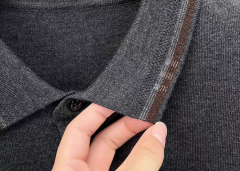Personalized Men’s Long Sleeve Knit Polo Sweater with Contrast Collar