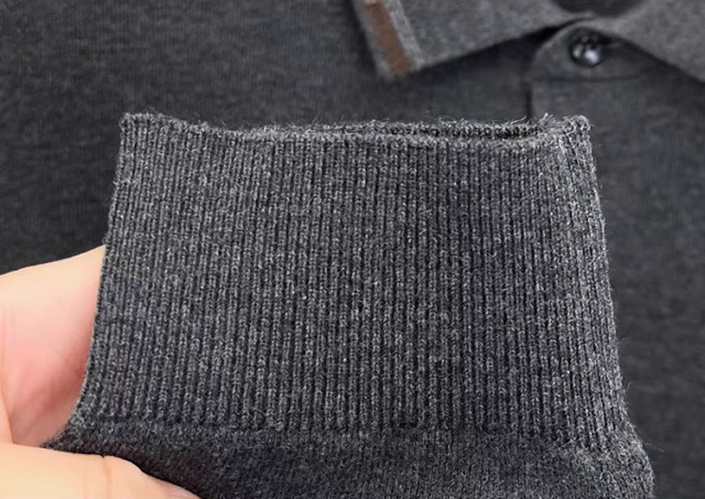 Personalized Men’s Long Sleeve Knit Polo Sweater with Contrast Collar
