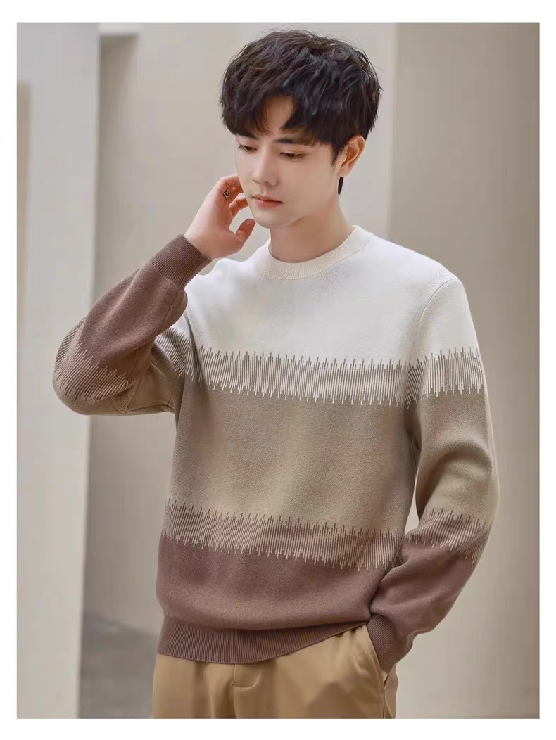 Made-to-order Men’s Color Block Crew Neck Knit Sweater