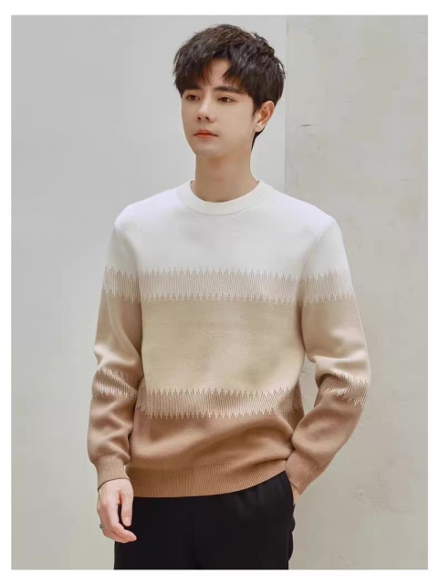 Made-to-order Men’s Color Block Crew Neck Knit Sweater