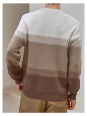 Made-to-order Men’s Color Block Crew Neck Knit Sweater