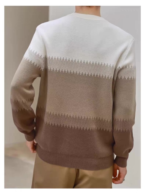 Made-to-order Men’s Color Block Crew Neck Knit Sweater