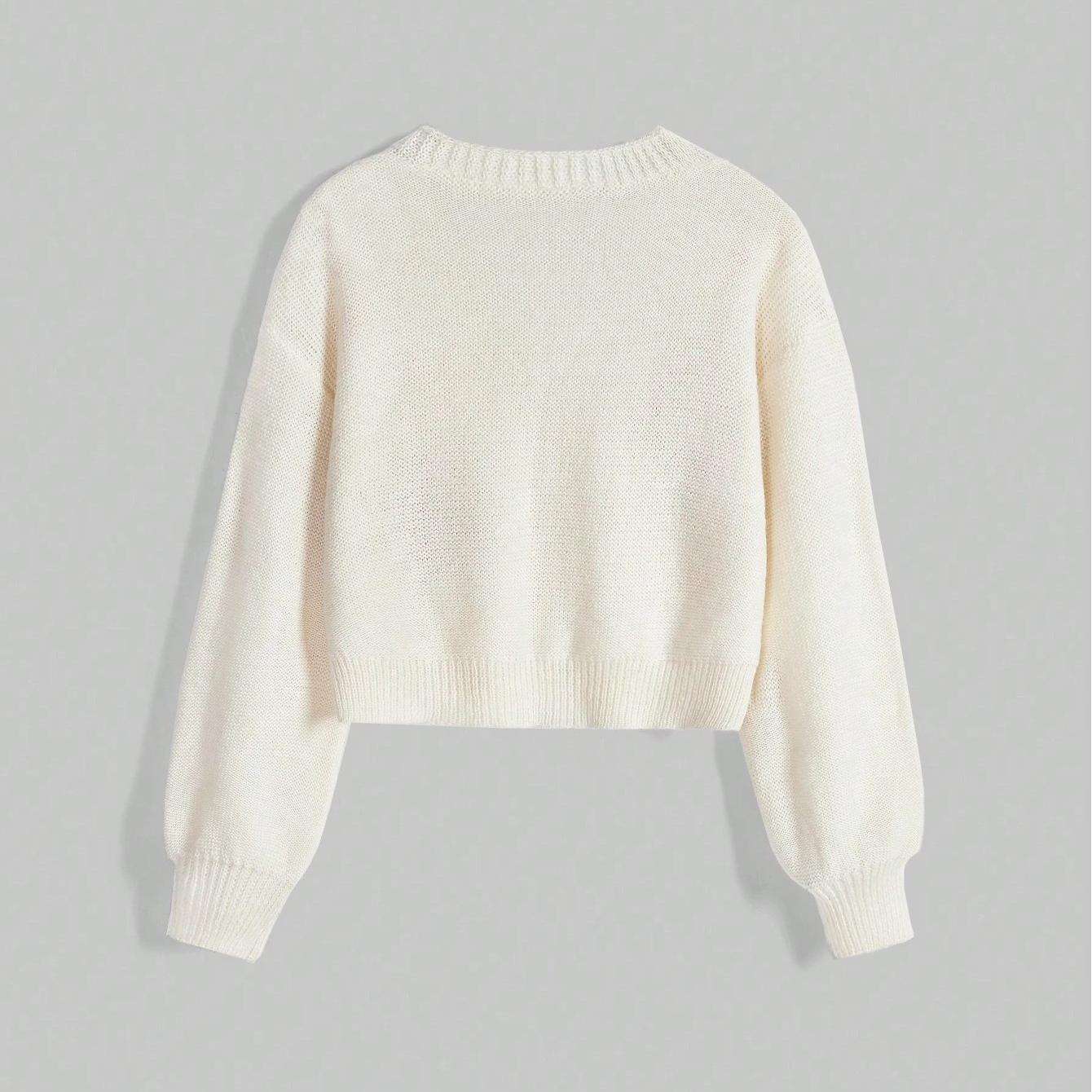 ODM OEM Celestial Sun & Star Embroidered Cropped Knit Cardigan