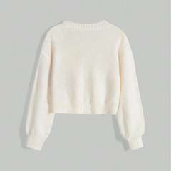 ODM OEM Celestial Sun & Star Embroidered Cropped Knit Cardigan