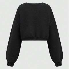 ODM OEM Celestial Sun & Star Embroidered Cropped Knit Cardigan