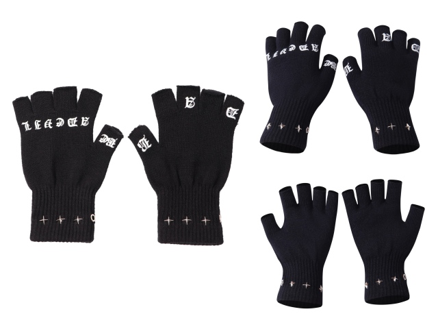 ODM OEM Gothic Star Stud Fingerless Knit Gloves
