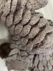 Made-to-order Taupe Crochet Crocodile Stitch Hat and Mitten Set