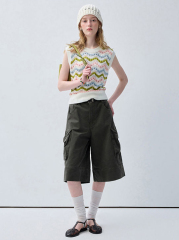 Factory Direct Pastel Wave Crochet Knit Sleeveless Sweater Vest