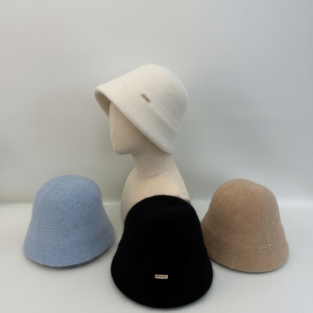 Made-to-order Black Fuzzy Knit Bucket Hat