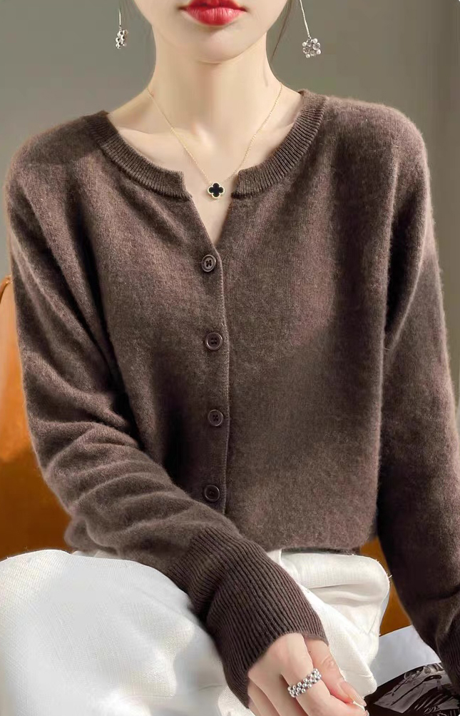 Wholesale Ivory Soft Fuzzy Button-Up Knit Cardigan