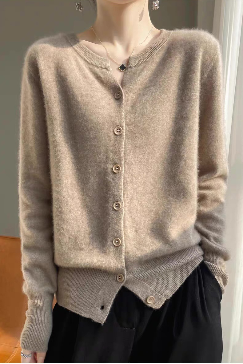 Wholesale Ivory Soft Fuzzy Button-Up Knit Cardigan