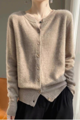 Wholesale Ivory Soft Fuzzy Button-Up Knit Cardigan