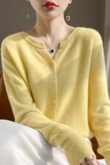 Wholesale Ivory Soft Fuzzy Button-Up Knit Cardigan