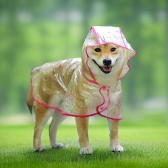 Wholesale Transparent Hooded Dog Raincoat with Reflective Pink Trim