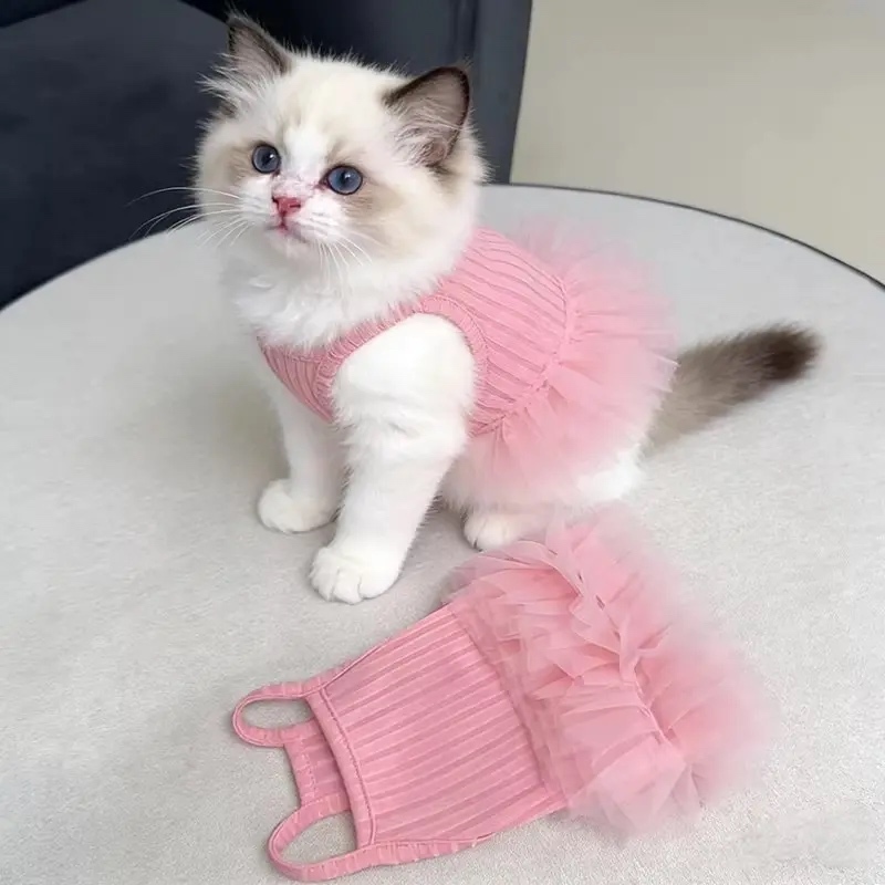 Factory Direct Pink Tulle Pet Princess Dress for Cats and Small Dogs