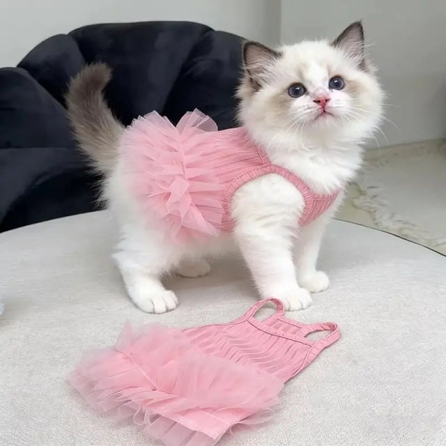Factory Direct Pink Tulle Pet Princess Dress for Cats and Small Dogs