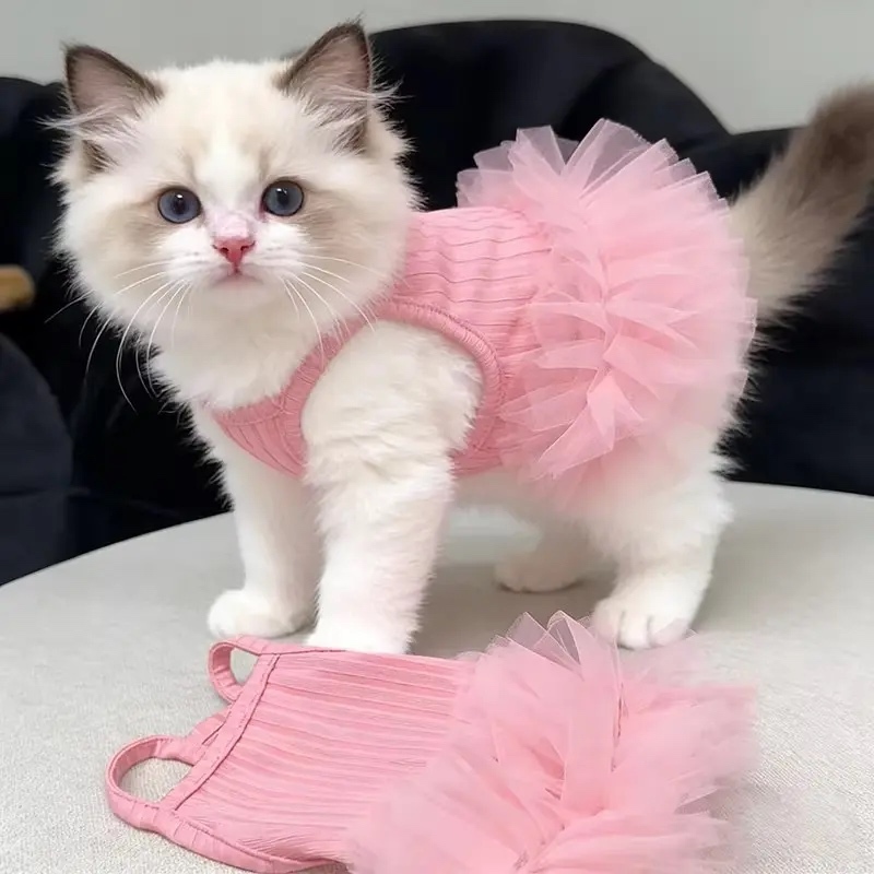 Factory Direct Pink Tulle Pet Princess Dress for Cats and Small Dogs