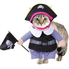 Factory Direct Funny Horror Doll Pet Costume with Wig & Faux Knife | Halloween Dog and Cat Outfit