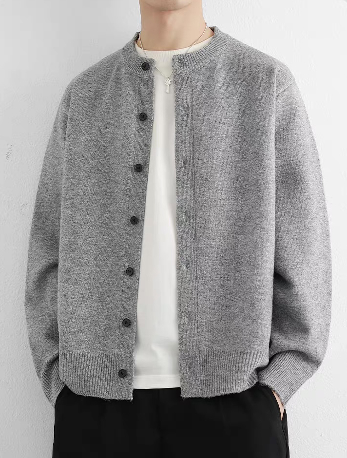 Factory Direct Men’s Heather Grey Oversized Knit Cardigan