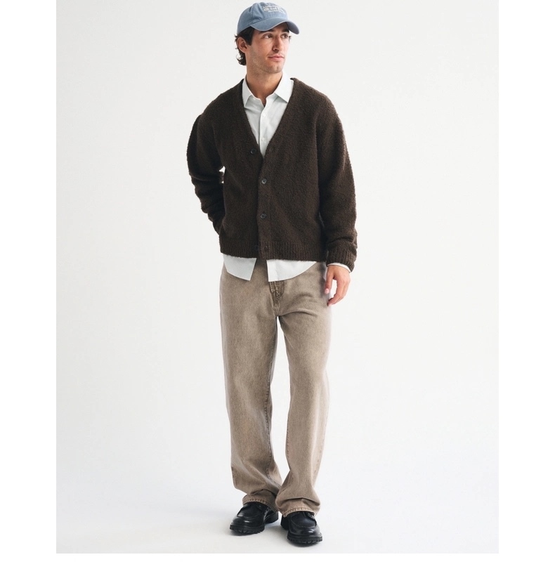 Made-to-order Men’s Dark Brown Fuzzy Knit Cardigan