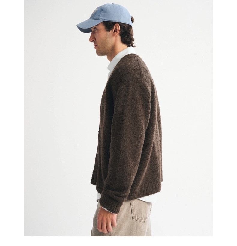 Made-to-order Men’s Dark Brown Fuzzy Knit Cardigan
