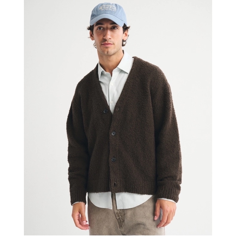 Made-to-order Men’s Dark Brown Fuzzy Knit Cardigan