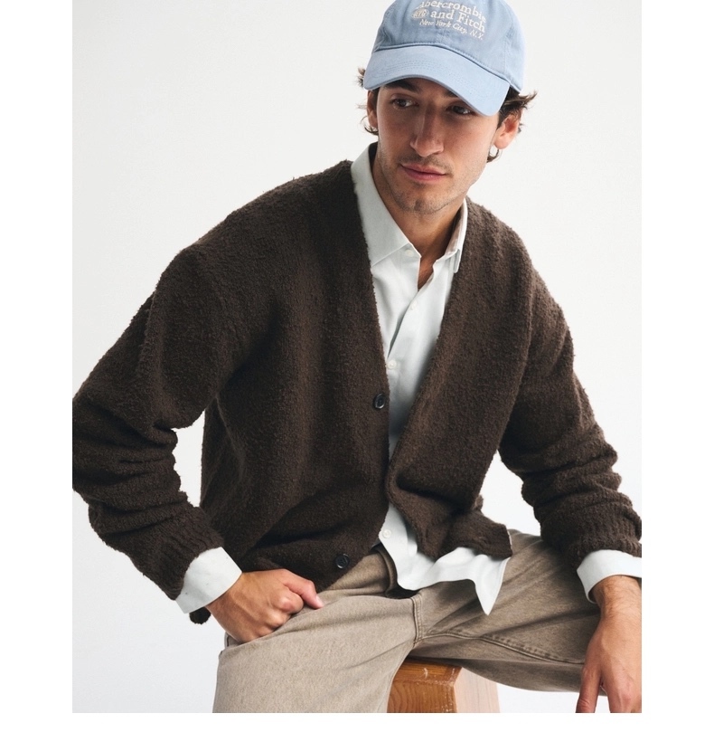 Made-to-order Men’s Dark Brown Fuzzy Knit Cardigan