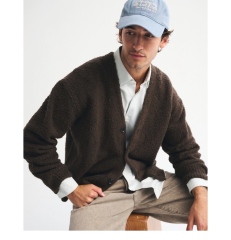 Made-to-order Men’s Dark Brown Fuzzy Knit Cardigan